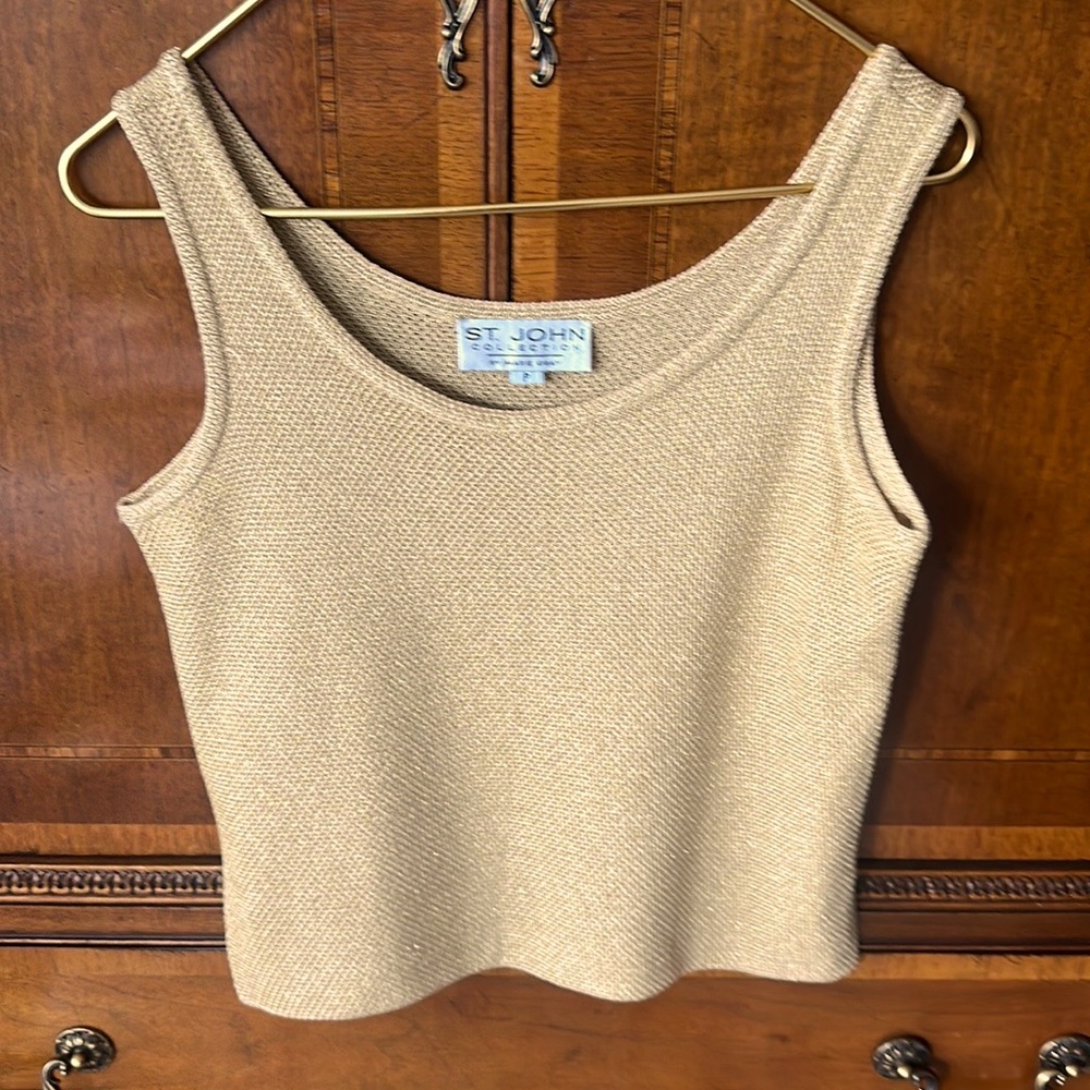 St. John evening gold shimmering sleeveless top